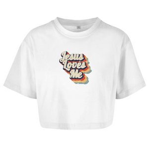 Damen Oversize Crop Topjesus loves me