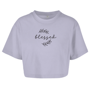 Damen Oversize Crop Top blessed