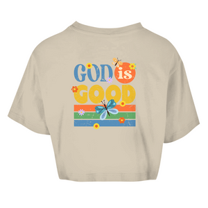 Damen Oversize Crop Top god is good