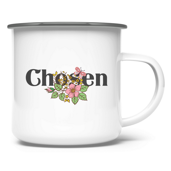 Emaille Tasse chosen blumen