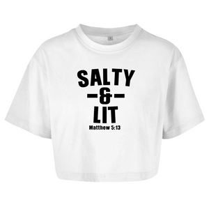 Damen Oversize Crop Top salty and lit matthew 5:13