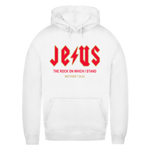Damen Hoodie jesus the rock matthew 7:24-25