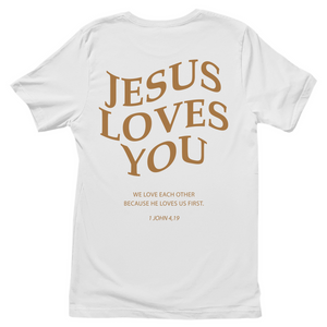 Damen T-Shirt jesus loves you 1 john 4,19