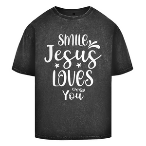 Oversize Washed T-Shirt smile jesus loves you