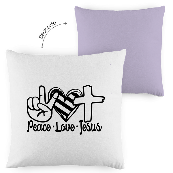 Kopfkissen zweifarbig peace love jesus