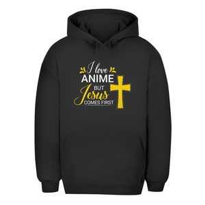 Unisex Oversize Hoodie i love anime but jesus comes first
