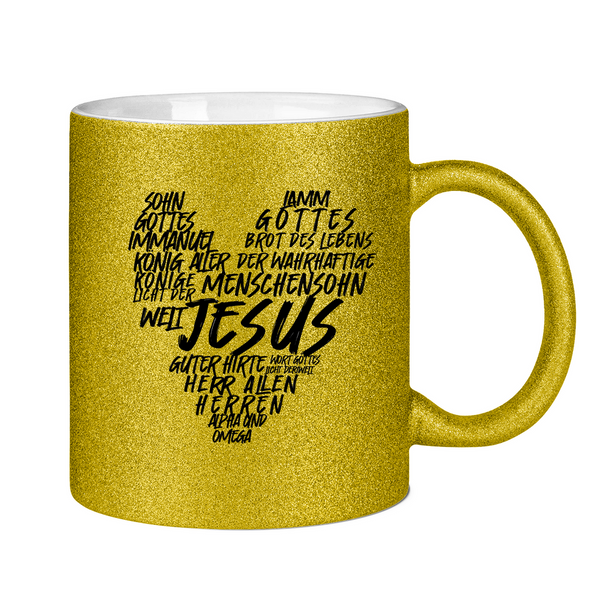 Glitzertasse jesus herz wordcloud