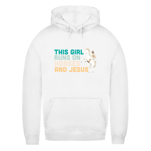 Damen Hoodie this girl runs on horses und jesus reiterin