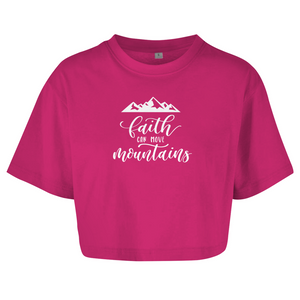 Damen Oversize Crop Top faith can move mountains