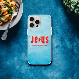 jesus the rock matthew 7:24-25 iPhone-Hülle