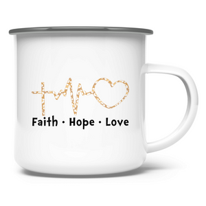 Emaille Tasse faith hope love
