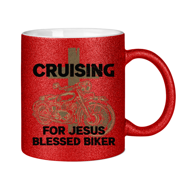 Glitzertasse cruising for jesus blessed biker