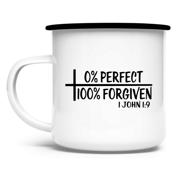 Emaille Tasse 100% forgiven 1 john 1:9