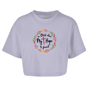 Damen Oversize Crop Top in christ alone my hope is found