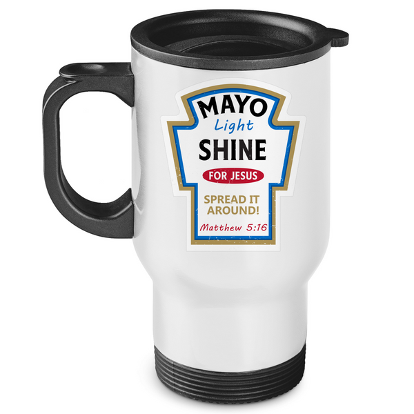 Edelstahl-Thermobecher mayo light shine Matthew 5:16