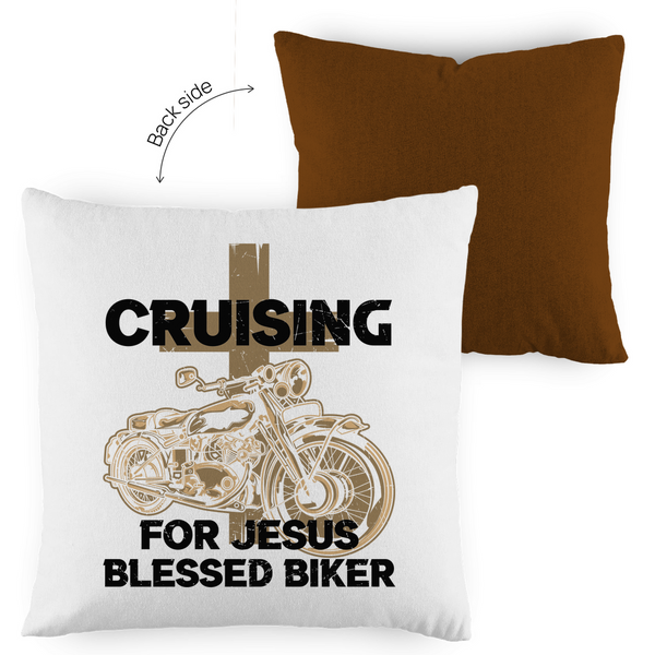 Kopfkissen zweifarbig cruising for jesus blessed biker