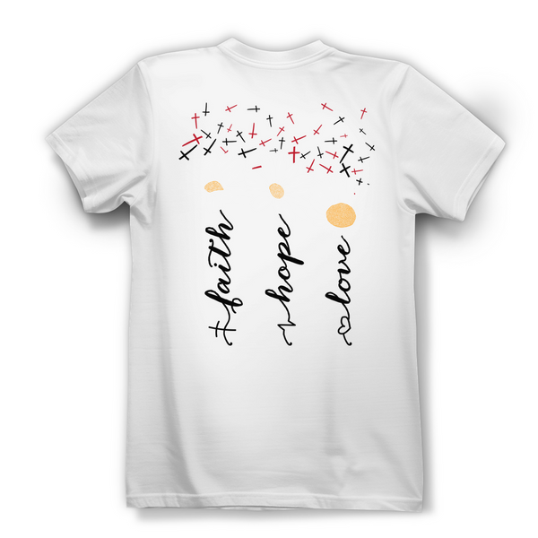 Damen Bio T-Shirt faith hope love blumen