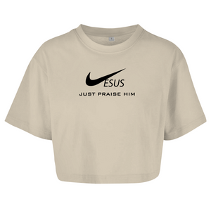 Damen Oversize Crop Top jesus just praise him