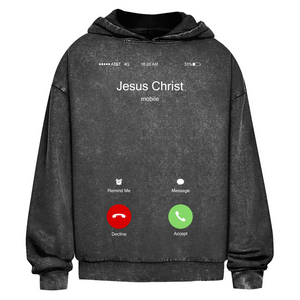 Oversize Washed Hoodie jesus christ is calling