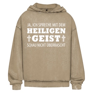 Oversize Washed Hoodie ich spreche mit dem heiligen geist