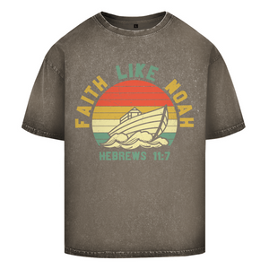 Oversize Washed T-Shirt faith like noah nebrews 11:7