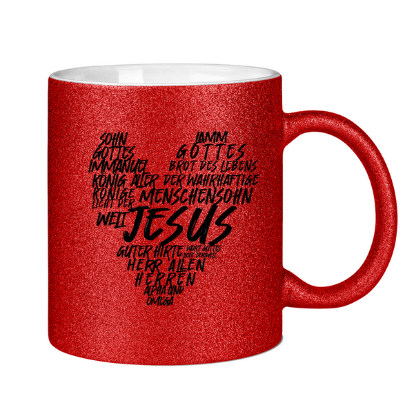 Glitzertasse jesus herz wordcloud