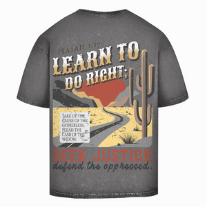 Oversize Washed T-Shirt learn to do right isaiah 1:17