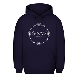 Unisex Oversize Hoodie god greater than highs lows romans 8:28