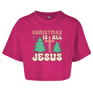 Damen Oversize Crop Top christmas is all about jesus