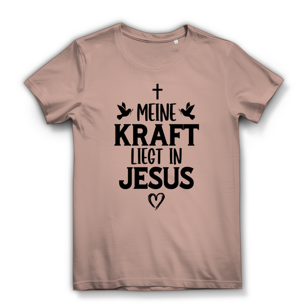 Damen Bio T-Shirt meine kraft liegt in jesus