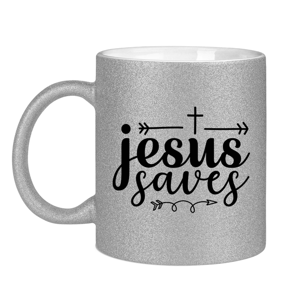 Glitzertasse jesus saves