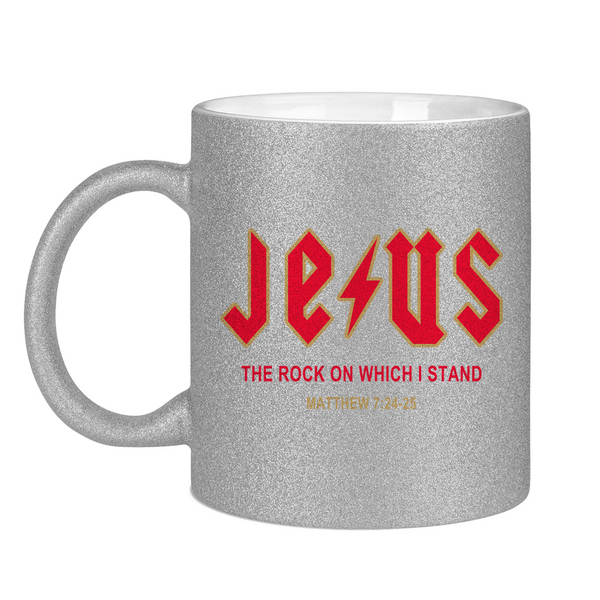 Glitzertasse jesus the rock matthew 7:24-25