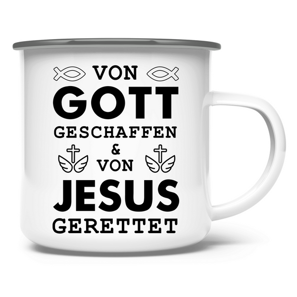 Emaille Tasse von gott geschaffen