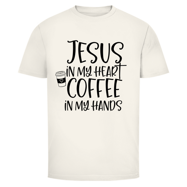 Herren T-Shirt jesus in my heart coffee in my hands