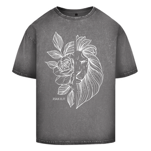 Oversize Washed T-Shirt Blume Löwe jesaja 33,17