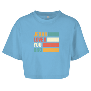 Damen Oversize Crop Top jesus loves you bro