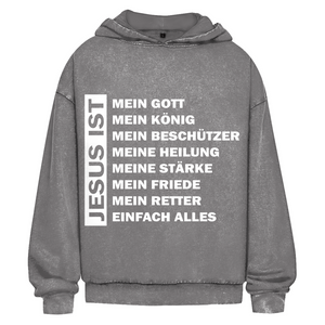 Oversize Washed Hoodie jesus ist mein gott