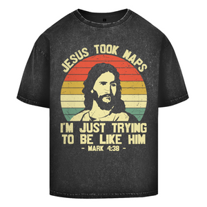 Oversize Washed T-Shirt jesus took naps mark 4:38