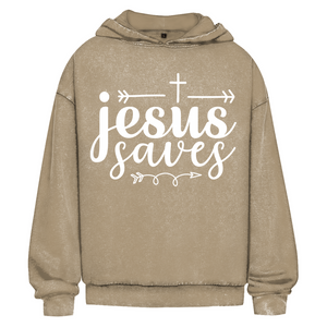 Oversize Washed Hoodie jesus saves
