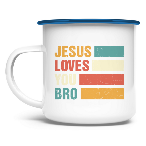 Emaille Tasse jesus loves you bro