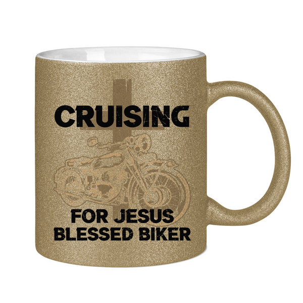 Glitzertasse cruising for jesus blessed biker