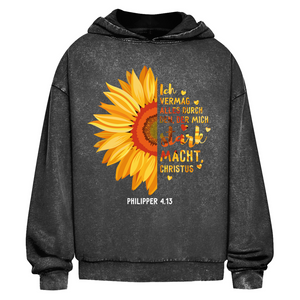 Oversize Washed Hoodie christus der mich stark macht philipper 4.13
