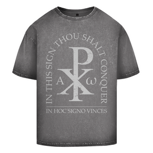 Oversize Washed T-Shirt in hoc signo vinces Christogramm