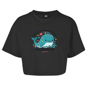 Damen Oversize Crop Top Deep Waters Isaiah 43:2