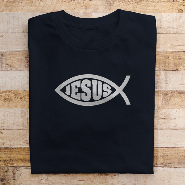 Herren T-Shirt fisch symbol ICHTHYS Jesus