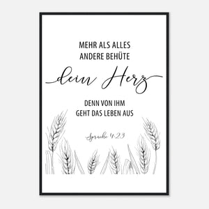 behüte dein herz sprüche 4:23 Poster mit Holzrahmen