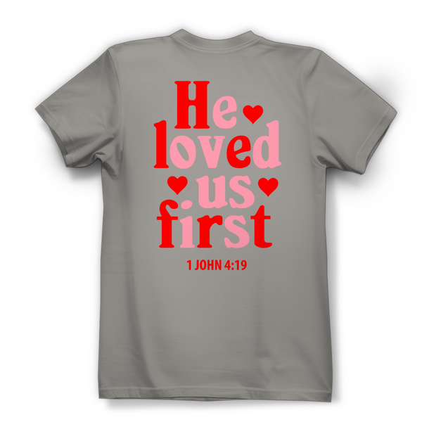 Damen Bio T-Shirt he loved us first 1 john 4:19