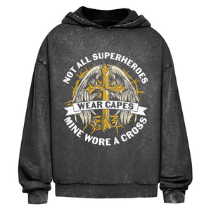 Oversize Washed Hoodie mine superheroes wore cross
