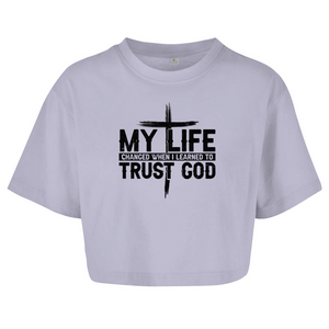 Damen Oversize Crop Top when i learned to trust god