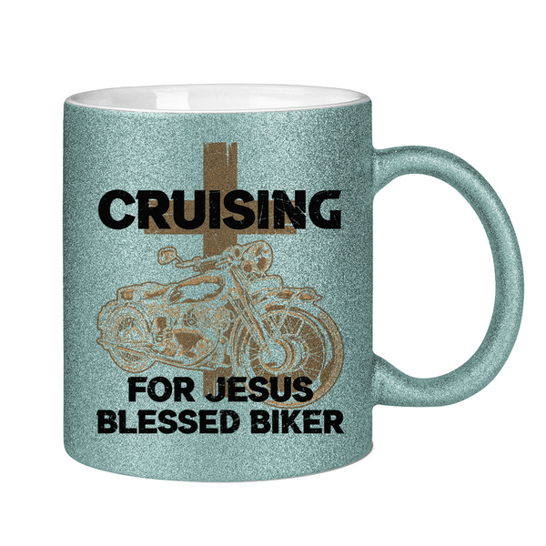 Glitzertasse cruising for jesus blessed biker